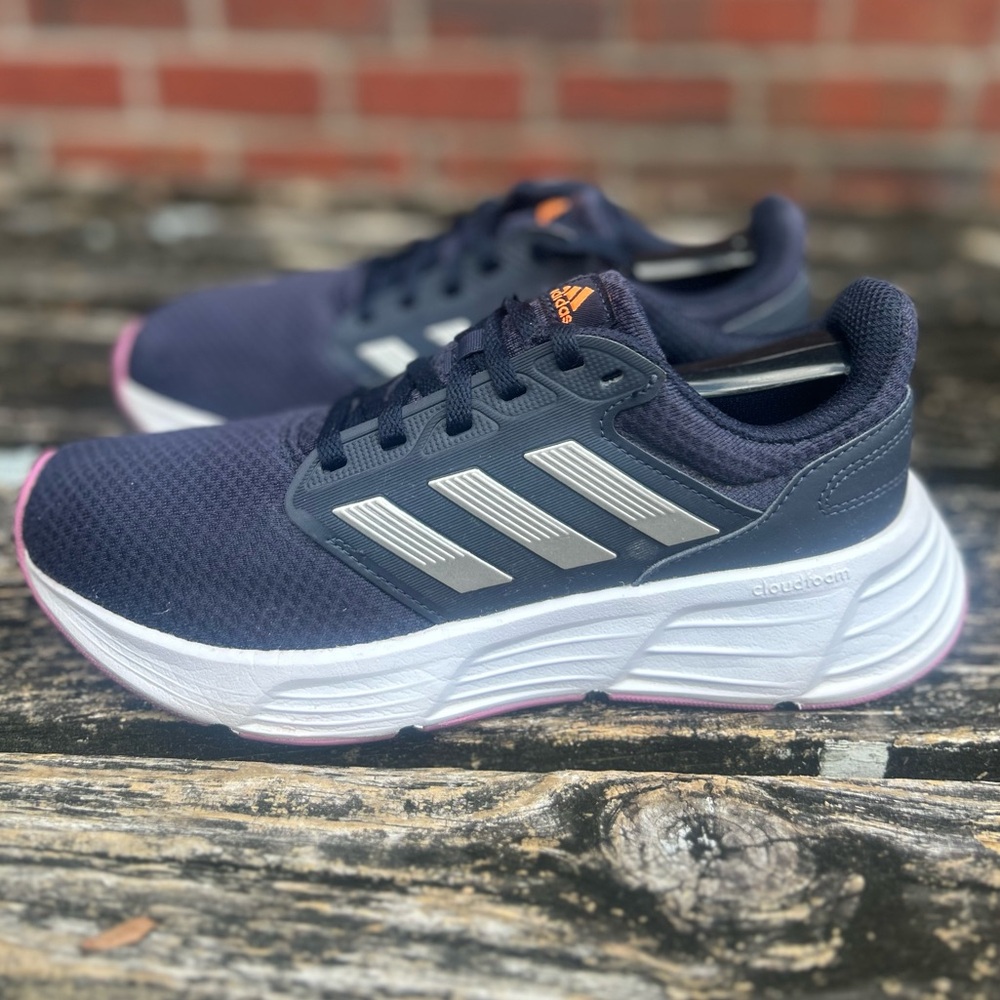 Adidas Galaxy 6 Navy Blue & Pink Size 7.5 Lace Up Running Shoes for Women G3
